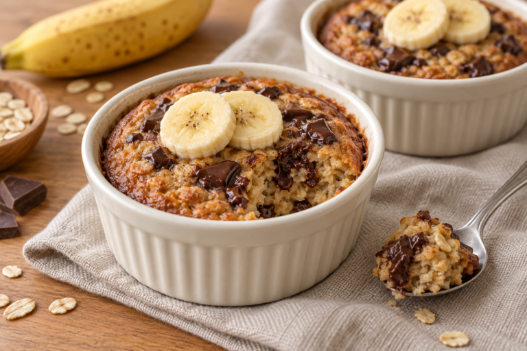 Baked oats cu banană și ciocolată: ovăz la cuptor
